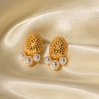 Imitation Pearl Stainless Steel Stud Earrings